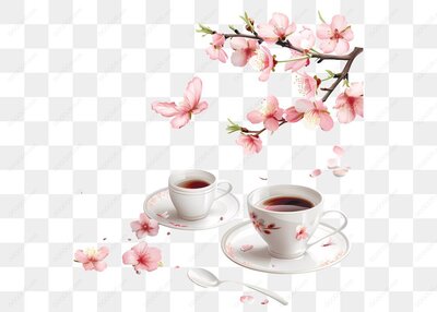 樱花茶具和蝴蝶