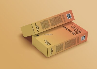 橙黄渐变长方体包装盒样机