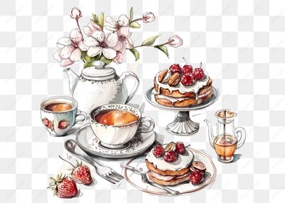 茶具与甜点插图