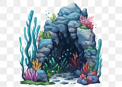 海底岩洞与珊瑚