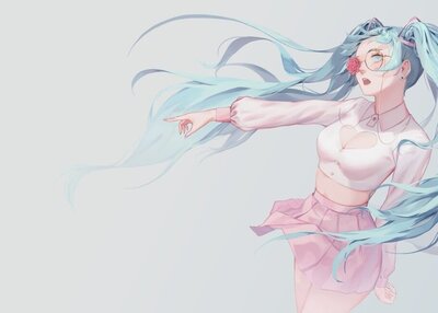 动漫女孩VOCALOID初音未来双马尾眼