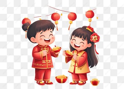 孩子们庆祝春节