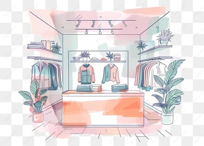 服装店内部设计插图