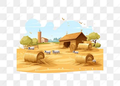 农田与牛羊场景