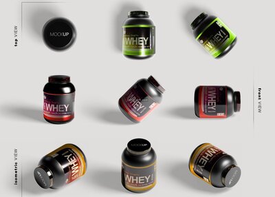 黑色圆柱形罐装蛋白质粉展示图