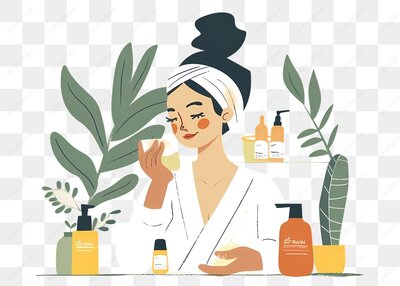 女性使用护肤产品