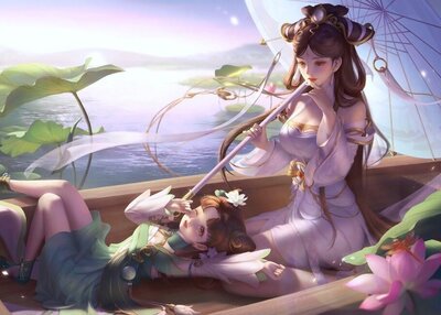 游戏角色伞裙子美女