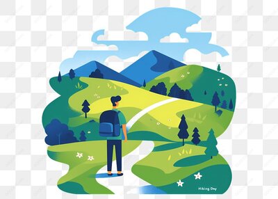 徒步旅行者在山间小路