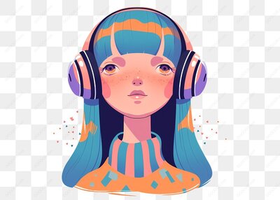 戴耳机的女孩插画