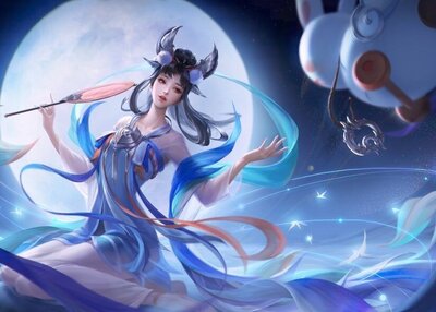 幻想女孩黑发游戏女孩月亮