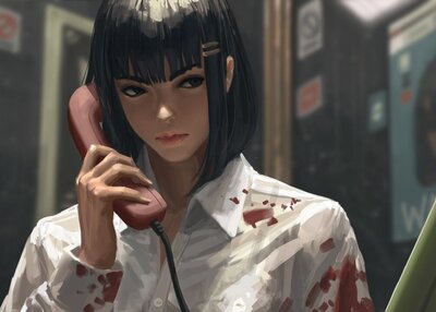 动漫女孩电话古维兹坏人
