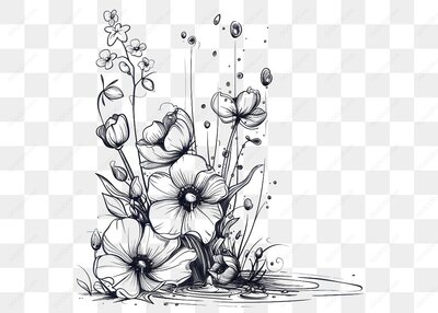 黑色花卉插图