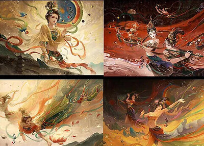 《敦煌飞天》系列插画[9P]