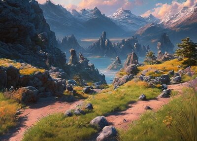 4K景观插图自然岩石山