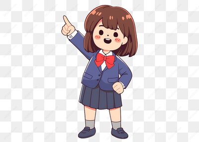 女孩穿校服指向