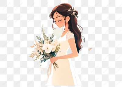 女孩手持花束微笑