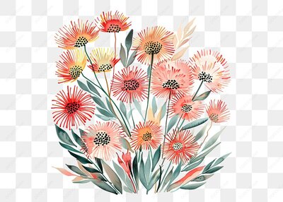 彩色抽象花卉插图-1