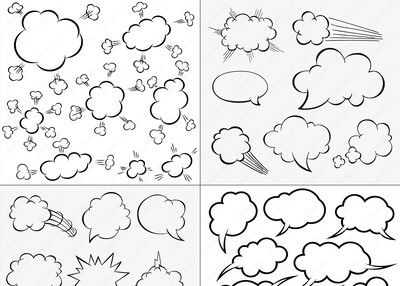 4套漫画风格对话气泡泡矢量素材