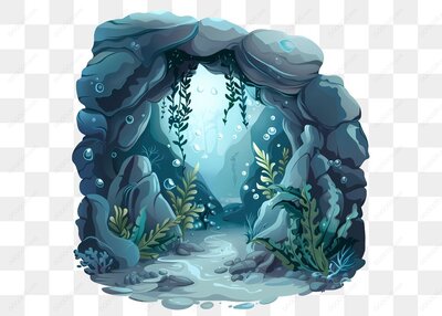水下岩洞与植物