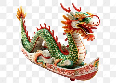 彩色龙舟装饰雕塑