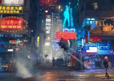 赛博朋克数码绘画未来派网络氖霓虹灯霓虹灯