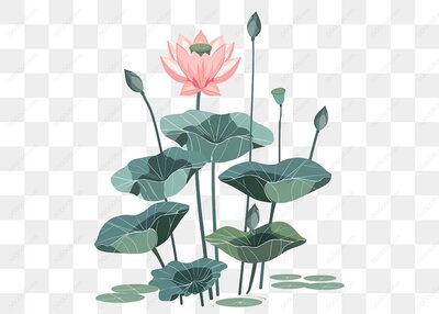 荷花与莲叶图