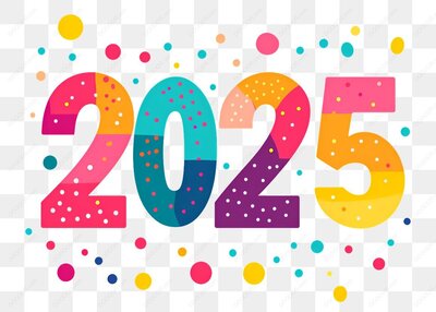 彩色数字2025和圆点