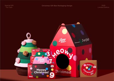 尾巴生活圣诞礼盒｜包装设计 品牌 宠物 猫 主食[15P]