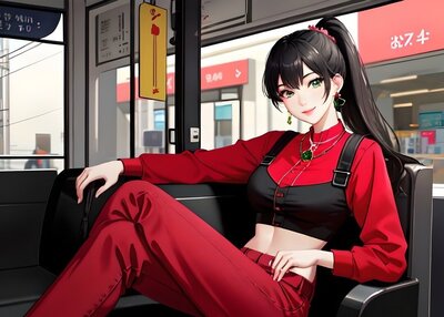 动漫女孩竹内直子风格漫画黑发金发深褐色尾