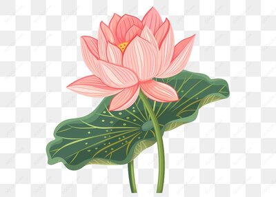 粉色莲花与叶子