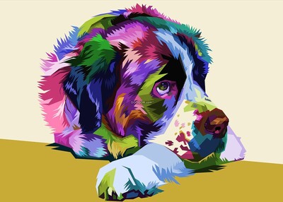 圣伯纳德犬波普艺术风格矢量插图EPS素材