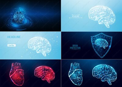 6款未来科技数字化大脑神经网络蓝色人工智能虚拟仿真学矢量EPS素材-VOL-03