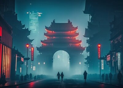 插图街道城市城市灯光夜晚